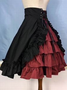 Gothic Lolita Skirt Burgundy Ruffles Lolita Skirts