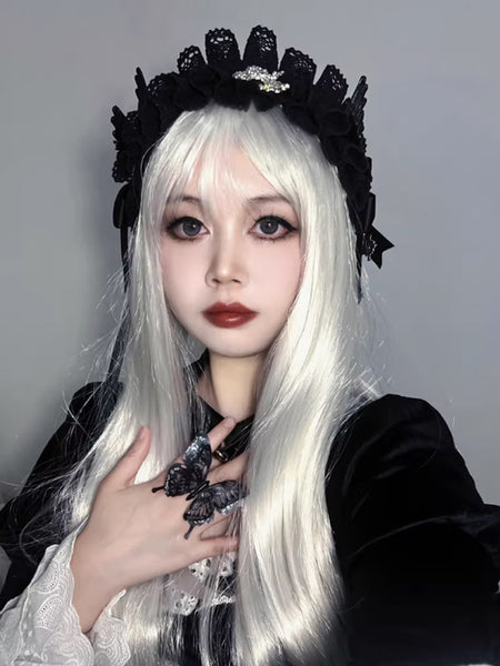 Gothic Lolita Wigs Silver Long Lolita Accessories