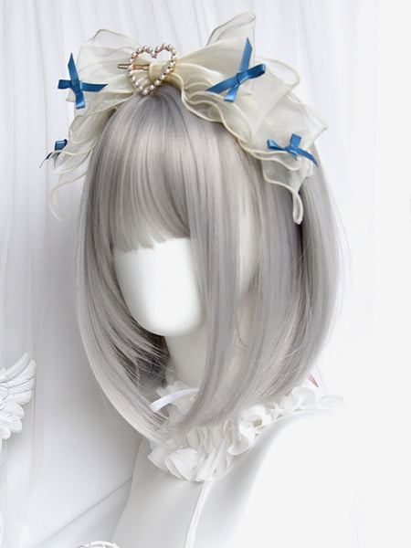 Gothic Lolita Wigs Silver Short Tousled Lolita Accessories