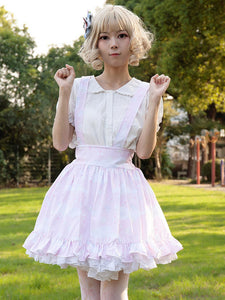 Harajuku Fashion Lolita SK Angel Beats Ruffles Pink Floral Print Lolita Skirts