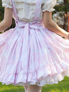 Harajuku Fashion Lolita SK Angel Beats Ruffles Pink Floral Print Lolita Skirts