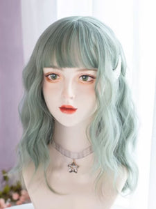 Harajuku Fashion Lolita Wig Green Medium Heat-resistant Fiber Lolita Accessories