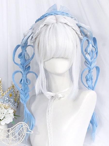 Harajuku Fashion Lolita Wigs Long Heat-resistant Fiber Light Sky Blue Lolita Accessories