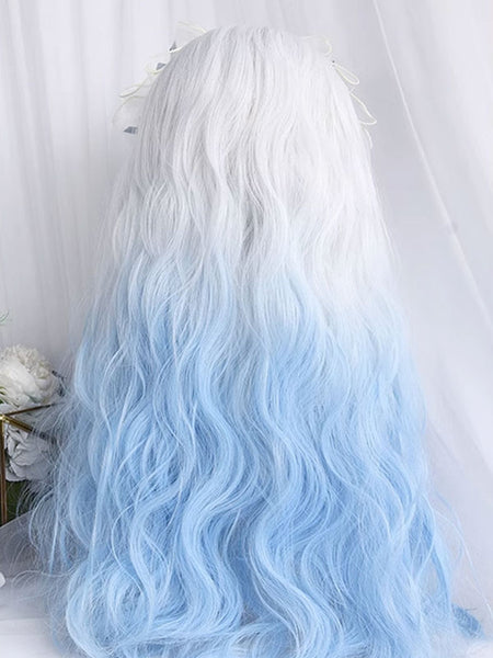 Harajuku Fashion Lolita Wigs Long Heat-resistant Fiber Light Sky Blue Lolita Accessories