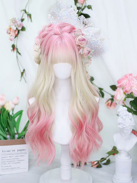 Harajuku Fashion Lolita Wigs Long Heat-resistant Fiber Pink Lolita Accessories