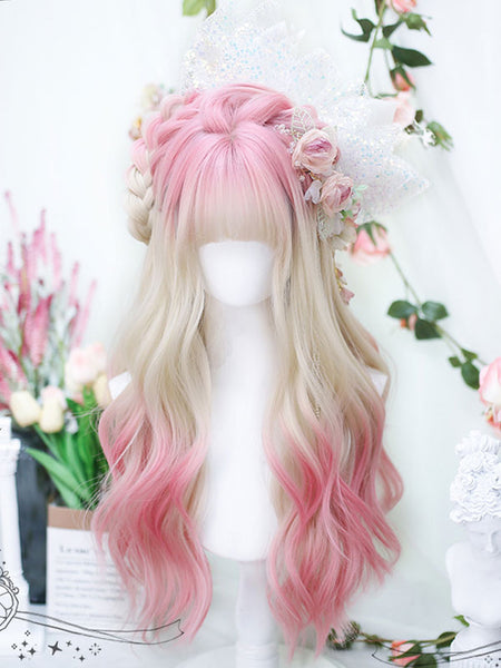 Harajuku Fashion Lolita Wigs Long Heat-resistant Fiber Pink Lolita Accessories