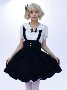 Idol clothes Lolita SK Angel Beats Floral Print Black Ruffles Lolita Skirts