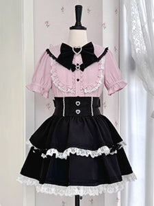 Jirai Kei Skirt High Waist Lace Trim Skirt Sweet Lolita Skirt Black Lace Ruffles Lolita Skirts