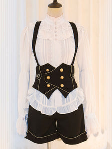 Lolita Ouji Specials Lolita Top Vest Costumes Gothic Black Sleeveless Lace Up Top