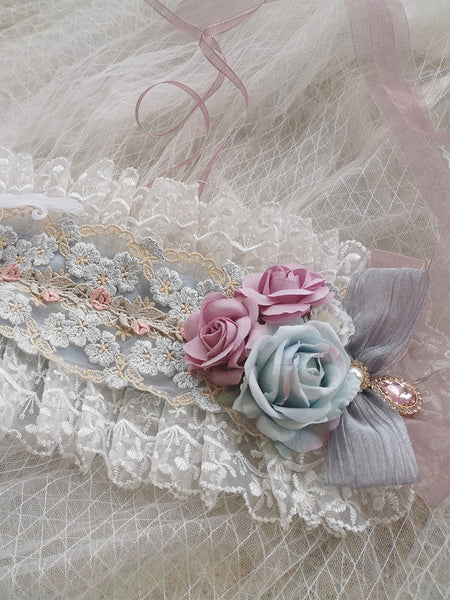 Lolita Wedding Dress Lolita Accessories Light Sky Blue Lace Flowers Lace Headwear Miscellaneous