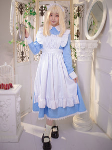 Maid Lolita Dress Polyester Long Sleeves Ruffles Sweet Lolita Dress