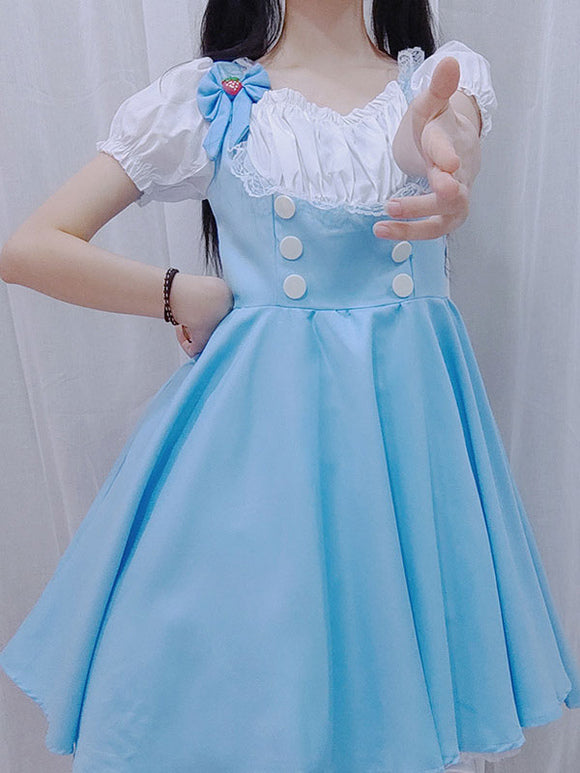 Maid Lolita Dress Polyester Short Sleeves Lolita Dress