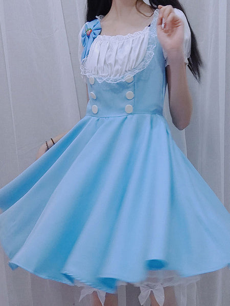 Maid Lolita Dress Polyester Short Sleeves Lolita Dress