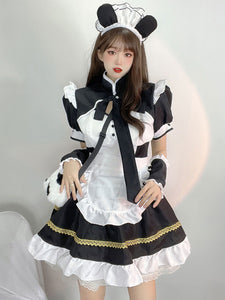 Maid Lolita Dress Polyester Short Sleeves Whit Ruffles Lolita Dress