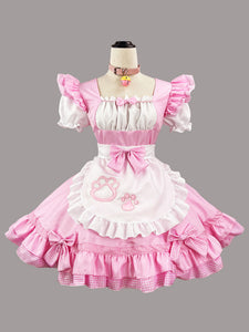 Maid Lolita Dresses Ruffles Bows Lace Short Sleeves Lolita Dress