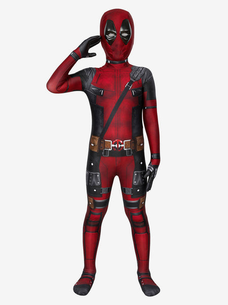 Marvel Comics Deadpool Jumpsuit Kid Zentai Cosplay Costume Carnival Halloween