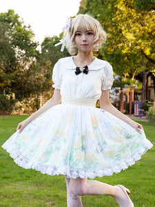 Pastoral Style Lolita Skirt Cardcaptor Sakura   Ruffles As Image Floral Print Lolita Skirts