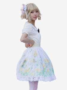 Pastoral Style Lolita Skirt Cardcaptor Sakura   Ruffles As Image Floral Print Lolita Skirts