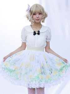 Pastoral Style Lolita Skirt Cardcaptor Sakura   Ruffles As Image Floral Print Lolita Skirts