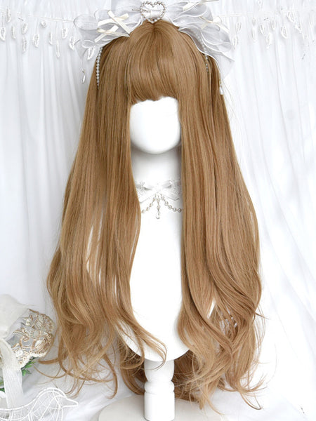 Pastoral Style Lolita Wig Long Heat-resistant Fiber Coffee Brown Lolita Accessories