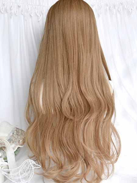 Pastoral Style Lolita Wig Long Heat-resistant Fiber Coffee Brown Lolita Accessories