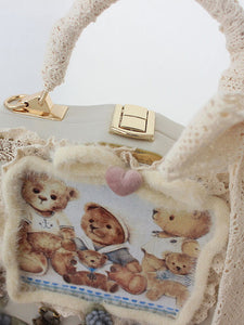 ROCOCO Style Lolita Bag Coffee Brown Polyester Flowers Bows Polyester Fiber Handbag Lolita Accessories