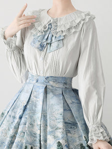 ROCOCO Style Lolita Blouses Lolita Top Purple Long Sleeves Lace Ruffles Lolita Shirt