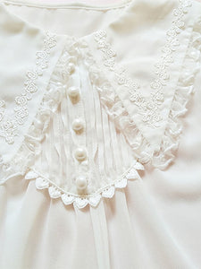 ROCOCO Style Lolita Blouses Pleated Ruffles Long Sleeves Blouse Lolita Top White Lolita Shirt