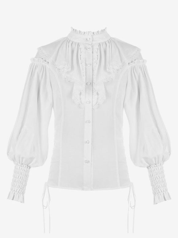 ROCOCO Style Lolita Blouses Ruffles Long Sleeves Blouse Lolita Top White Lolita Shirt