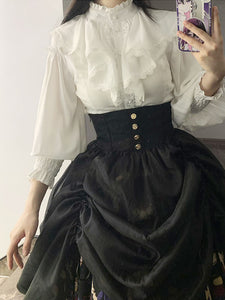 ROCOCO Style Lolita Blouses Ruffles Long Sleeves Blouse Lolita Top White Lolita Shirt