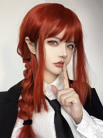 ROCOCO Style Lolita Wigs Orange Red Long Polyester Fiber Lolita Accessories