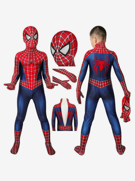 Red Jumpsuit Lycra Spandex Catsuits Zentai Spiderman Kids Cosplay Costumes