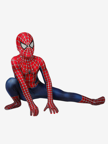 Red Jumpsuit Lycra Spandex Catsuits Zentai Spiderman Kids Cosplay Costumes