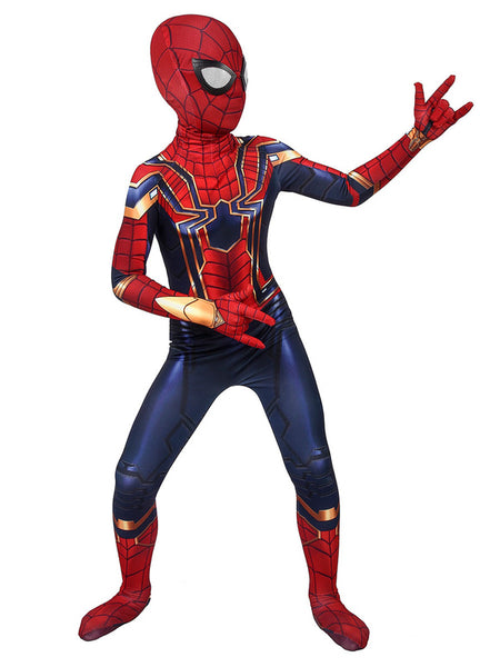 Spider-Man Homecoming Iron Spider Kids Cosplay Red Lycra Spandex Marvel Comics Cosplay Costumes