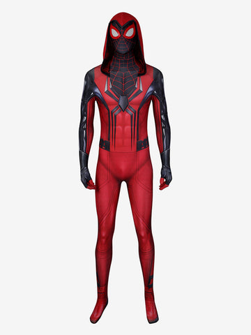 Spider Man Miles Morales Game Crimson Cowl Cosplay Suit