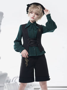 Steampunk Lolita Blouses Green Long Sleeves Lace Lolita Top Lolita Shirt