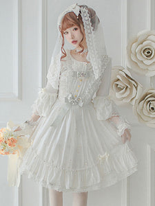 Steampunk Lolita Blouses Lolita Top Ruffles Bows Half Sleeves Blouse White Lolita Shirt