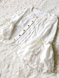 Steampunk Lolita Blouses Lolita Top Ruffles Bows Half Sleeves Blouse White Lolita Shirt