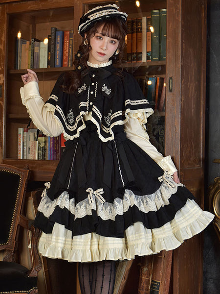 Steampunk Lolita SK Black Bows Lace Lolita Skirts