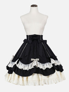 Steampunk Lolita SK Black Bows Lace Lolita Skirts