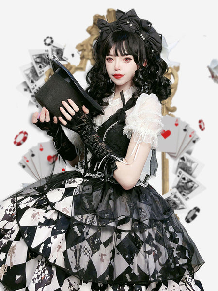 Steampunk Lolita SK Jacquard Black Lolita Skirts