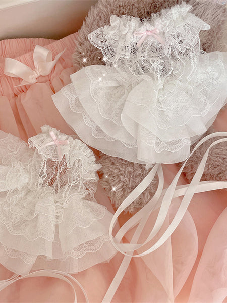 Sweet Lolita Accessories White Ruffles Lace Up Oversleeves Lace Miscellaneous