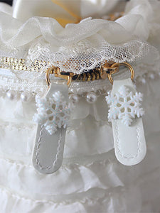 Sweet Lolita Bag Ecru White Bows Ruffles Pearls Cross-body Bag Polyester Fiber Lolita Accessories