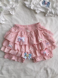 Sweet Lolita Bloomers Bows Ruffles Flared Pink Lolita Shorts