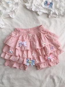 Sweet Lolita Bloomers Bows Ruffles Flared Pink Lolita Shorts