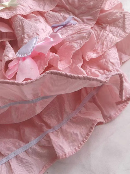 Sweet Lolita Bloomers Bows Ruffles Flared Pink Lolita Shorts