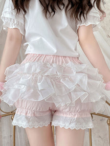 Sweet Lolita Bloomers Pink Lace Ruffles Lolita Shorts