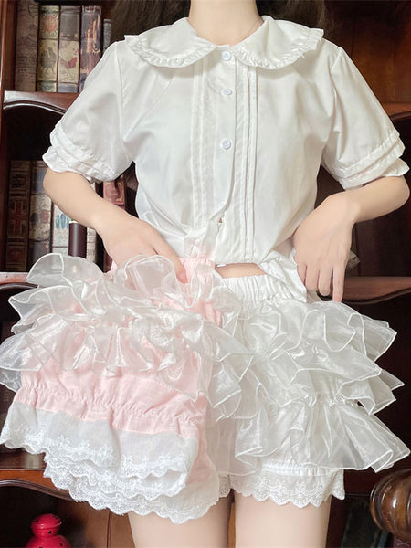 Sweet Lolita Bloomers Pink Lace Ruffles Lolita Shorts