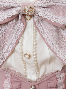 Sweet Lolita Blouses Bows Lace Lolita Top Long Sleeves Blouse Pink Lolita Shirt