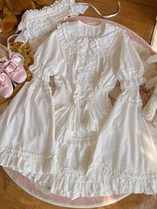 Sweet Lolita Blouses Ecru White Lolita Top Short Sleeves Pleated Ruffles Lolita Shirt